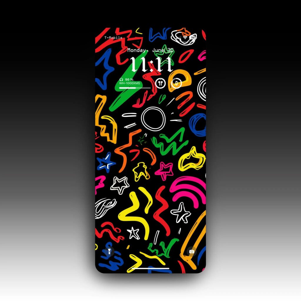 4K Neon Retro Wallpaper Mockup: See how this vibrant design looks on a phone screen.