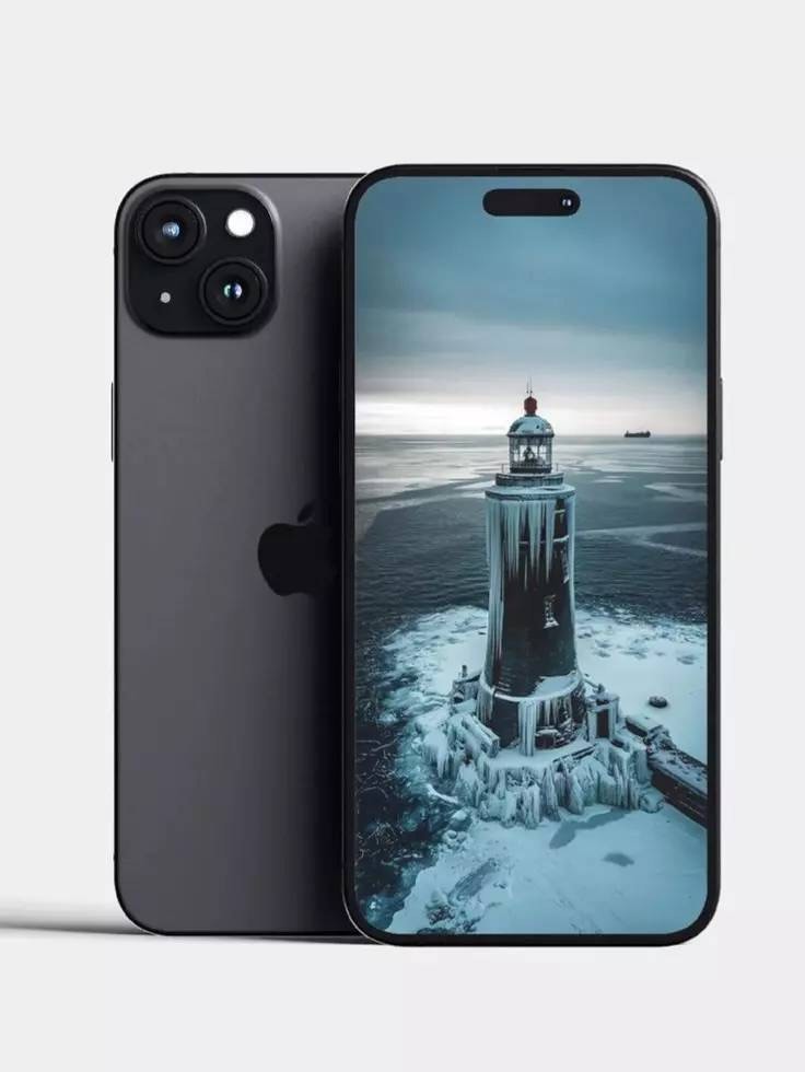 4K Frozen Lighthouse Wallpaper Mockup: See how this stunning image looks on an iPhone, showcasing the detail of the ice and the wintry seascape.