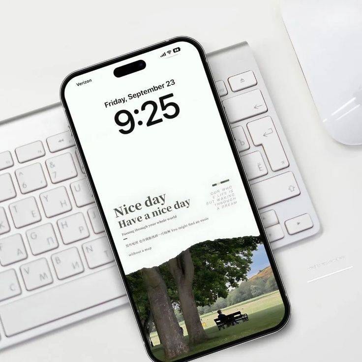 HD Serene Park Wallpaper Mockup: A preview of the serene park wallpaper displayed on a phone screen.