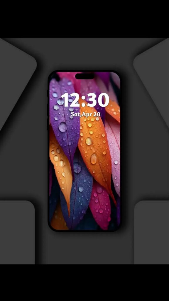 HD Colorful Autumn Leaves Wallpaper Mockup: See how this vibrant wallpaper looks on a phone screen, bringing the beauty of autumn to your device.