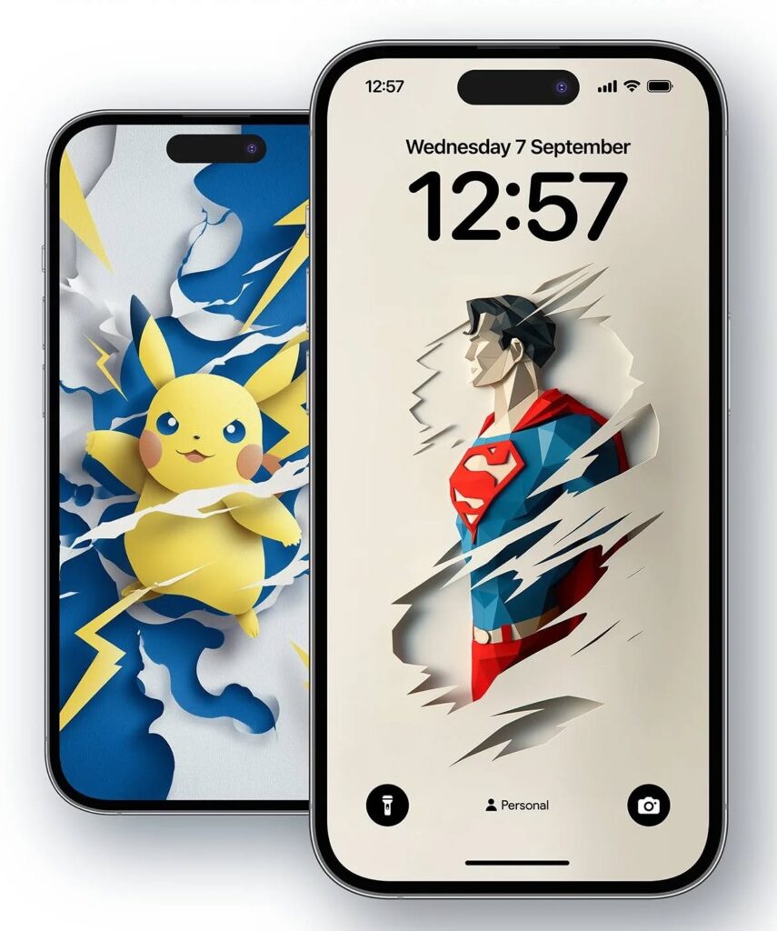 4K Geometric Superman Wallpaper Mockup: Showcase of the wallpaper on an iPhone.